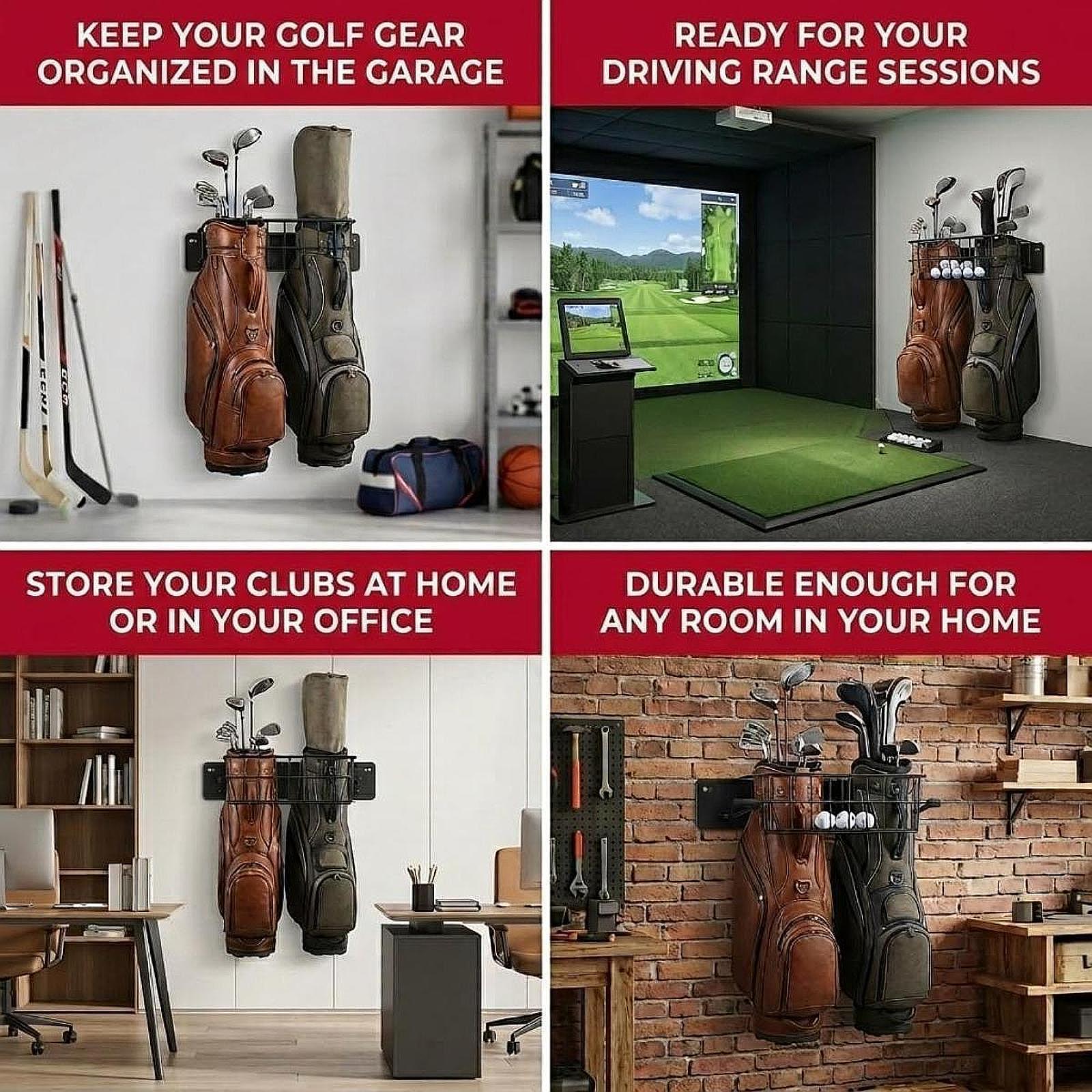 Suporte Duplo para Sacos de Go - Golf Equipment Garage Storage avaliação e preço